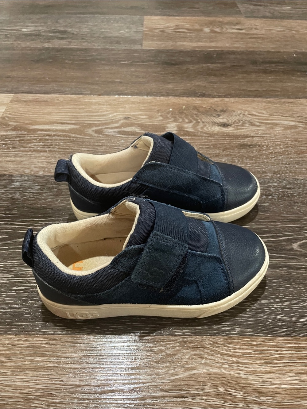 Kids Navy Slip-On Sneakers with Hook-and-Loop Strap